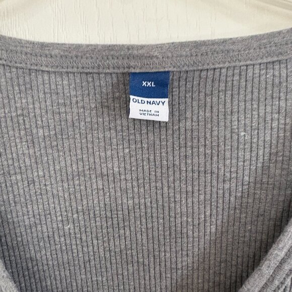 Old Navy Fitted Long Sleeve Rib Knit Henley Top Light Gray Size XXL - Picture 5 of 6